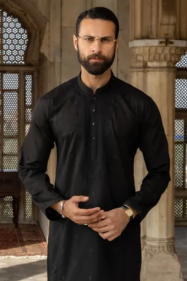 BEDFORD - BLACK COTTON KURTA TROUSERS