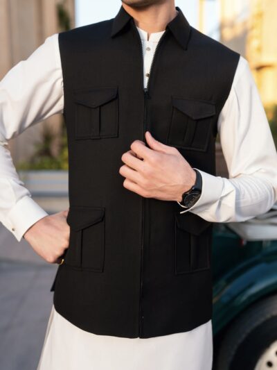 Black check waistcoat