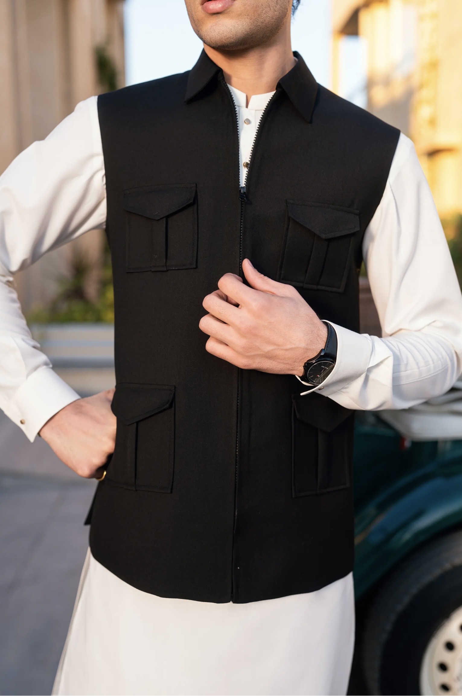Black check waistcoat