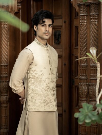 Cream Embroidered Waistcoat